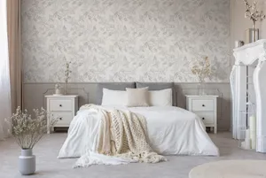 Elegant White Crochet Linen On Comfy Bed Wallpaper
