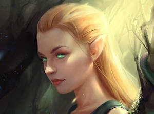 Elf With Glowing Green Eyes Wallpaper