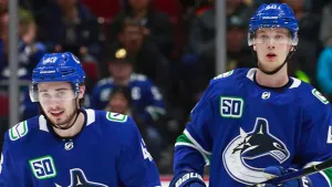 Elias Pettersson With Quinn Hughes Wallpaper
