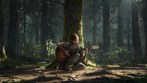 Ellie Strumming Guitar In Woods The Last Of Us 4k Wallpaper