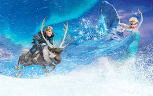 Elsa And Kristoff In Frozen Movie Wallpaper