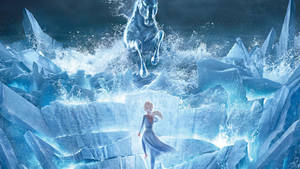 Elsa Vs The Nokk In Frozen 2 Wallpaper