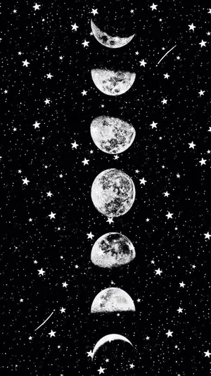 Embrace Tranquility With A Beautiful Night Sky From Moon And Stars Phone Wallpaper