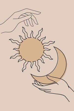 Embracing Duality – Tranquil Sun And Moon Aesthetic Wallpaper
