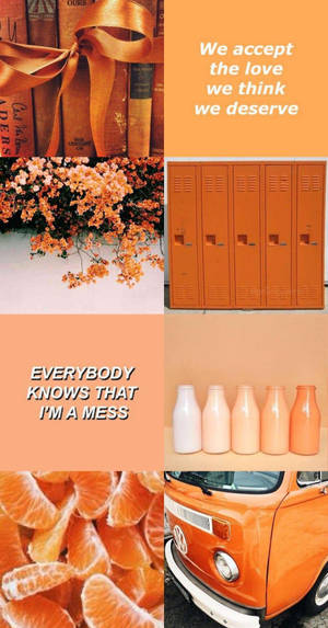 Embracing The Warmth - A Pastel Orange Aesthetic Collage Wallpaper