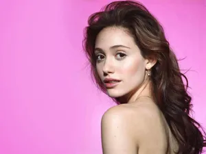 Emmy Rossum On Pink Wallpaper