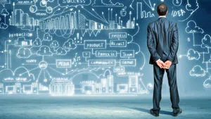 Employee Looking At Project Management Doodles Wallpaper