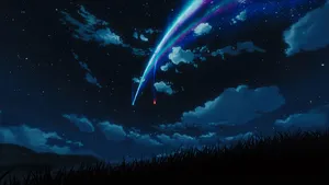 Empty Meadow And Comets Your Name 4k Wallpaper