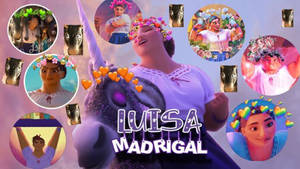 Encanto Luisa Madrigal Circle Collage Wallpaper