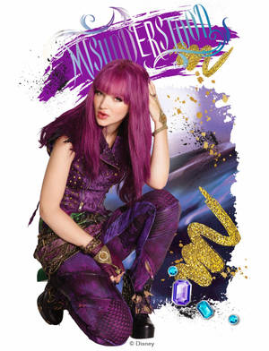 Enchanting Mal From Descendants With Her Signature Purple Hair Wallpaper