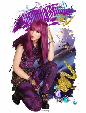 Enchanting Mal From Descendants With Her Signature Purple Hair Wallpaper