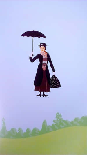 Enchanting Mary Poppins Flies High In The Sky Wallpaper