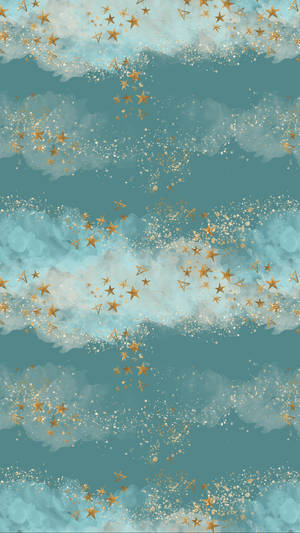 Endearing Papercut Sky Aesthetic Teal Wallpaper