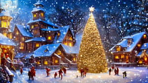 Enjoy The Holidays At This Beautiful Christmas Village Wallpaper
