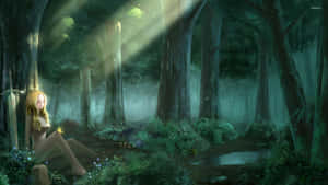 Enjoy The Magical Atmosphere Of Nature In This Anime Forest. Wallpaper