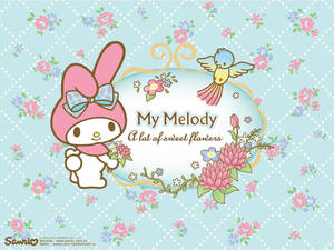 Enjoy The Sweet Scent Of Spring With My Melody And Her Floral Friends! Wallpaper