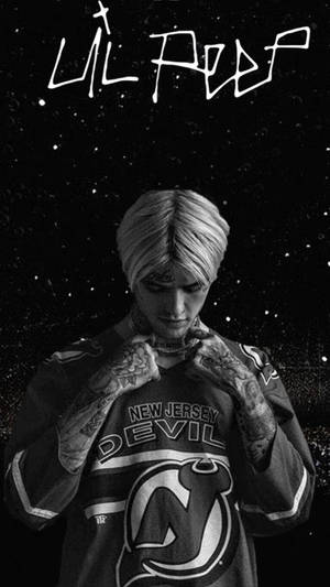 Enjoy The View Of Lil Peep's Starry Artwork. Wallpaper