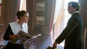 Enola Holmes With Sherlock Scene Wallpaper