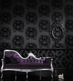 Enter The Decadence Of A Gothic Living Room Wallpaper