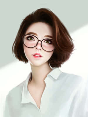 Enthralling Korean Anime Girl With Reading Glasses Wallpaper