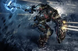 Epic Battle Scene In The Warhammer 4k Universe Wallpaper