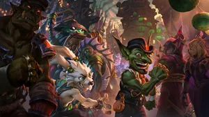 Epic Hearthstone Battle On The Mean Streets - Gaming At 2560 X 1440 Resolution Wallpaper