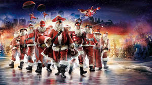 Epic Santa Claus Characters Funny Christmas Wallpaper