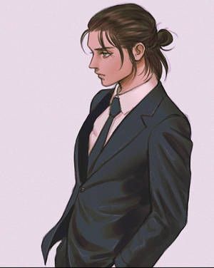 Eren In Black Suit Attack On Titan Iphone Wallpaper