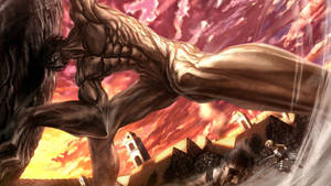 Eren Jaeger Transforms Into A Giant In Attack On Titan Wallpaper