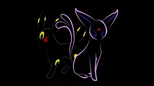Espeon And Umbreon Line Art Wallpaper