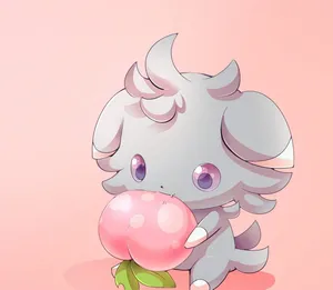 Espurr Eating A Peach Fruit Wallpaper