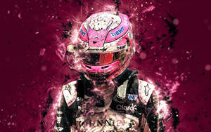 Esteban Ocon Sportingly Focused In His Pink Racing Gear Wallpaper