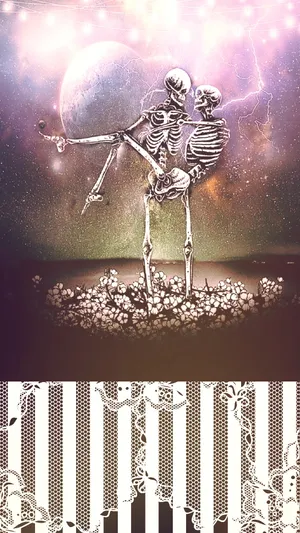 Eternal Love Of Skeleton Couple In Bridal Carry Wallpaper