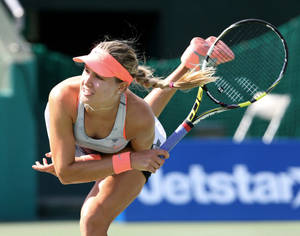 Eugenie Bouchard After Powerful Receive Wallpaper