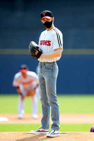 Eunwoo In Baseball Uniform Wallpaper