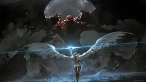 Evil Demon Versus Angel Wallpaper