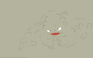 Evolved Geodude Simple Gray Outline Wallpaper