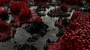 Experience A Vivid 3d Pixel Landscape Wallpaper