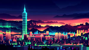 Experience The Diversity Of The 80s Neon Megacity Wallpaper