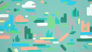 Experience The Grandeur Of The 90s With This Pastel And Abstract Shapes Pattern Wallpaper