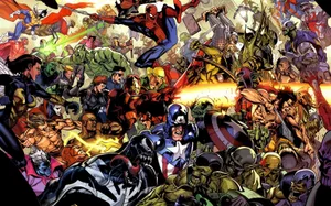 Experience The Marvel Superheroes Aesthetic On A Laptop Wallpaper