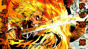 Experience The Power Of Rengoku's Flame Breath, 9th Form Wallpaper