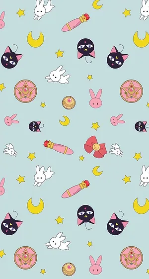 Explore The Power Of Sailor Moon Pattern With This Elegant Wallpaper. Wallpaper