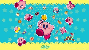 Explore The World Of Kirby With This Fun And Colorful Pink Aesthetic Background. Wallpaper