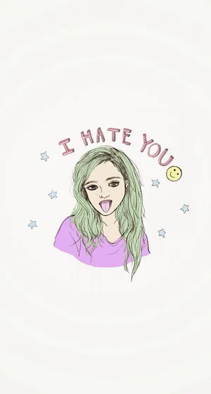 Expression Of Dislike - Girl With Green Hair Wallpaper