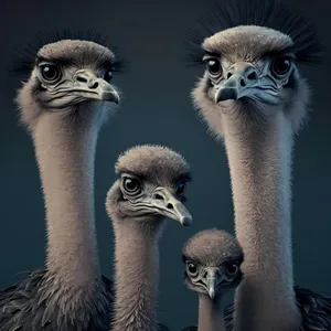 Expressive Ostrich Family Portrait Wallpaper