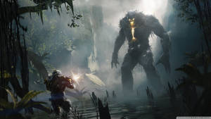 Face Off Between Javelin And Enemy In The Epic Sci-fi Game, Anthem. Wallpaper