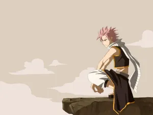 Fairy Tail Aesthetic Natsu On Cliff Edge Wallpaper