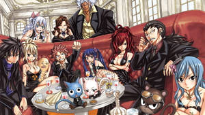 Fairy Tail Characters Elegant Party Wallpaper