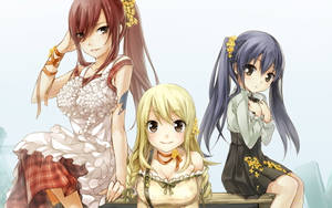 Fairy Tail Characters Lucy, Erza And Wendy Wallpaper